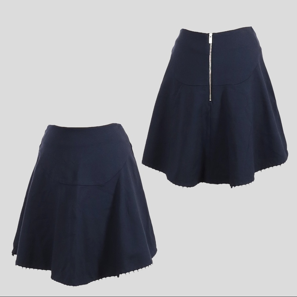 Finders Keepers Navy Blue Aspects High Waist Flared Circle Mini Skirt Size S